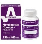 Метформин Пролонг-Акрихин, таблетки с пролонгированным высвобождением покрытые пленочной оболочкой 750 мг 60 шт