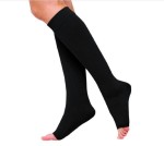 Чулки компрессионные кругловязаные, р. 3 ЧККВ ЦК до колена 1 класс компрессии с открытым мыском пара черные