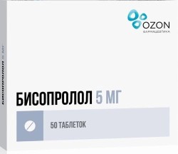 Бисопролол, таблетки покрытые пленочной оболочкой 5 мг 50 шт