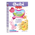 Каша молочная, Bebi (Беби) 200 г Премиум 4 злака персик сливки с 12 мес